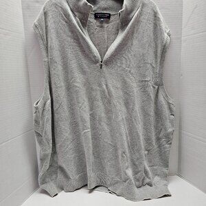 Mens Light Gray Cotton Roundtree & Yorke Performance Solid Quarter-Zip Vest 3XB